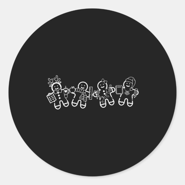 Sticker Rond Christmas Teacher Cute Gingerbread Cookies Funny H (Devant)