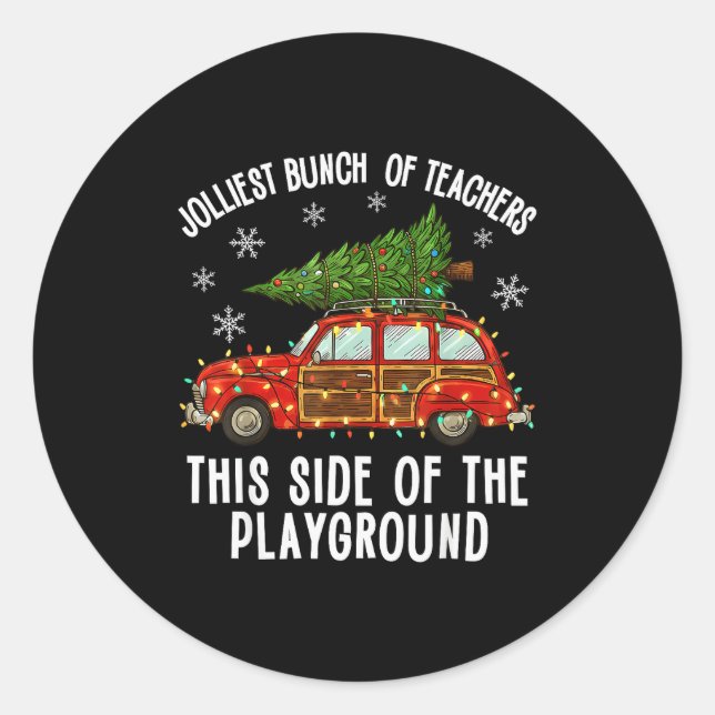 Sticker Rond Christmas Teacher Squad Festive Car Tree Lights Xm (Devant)
