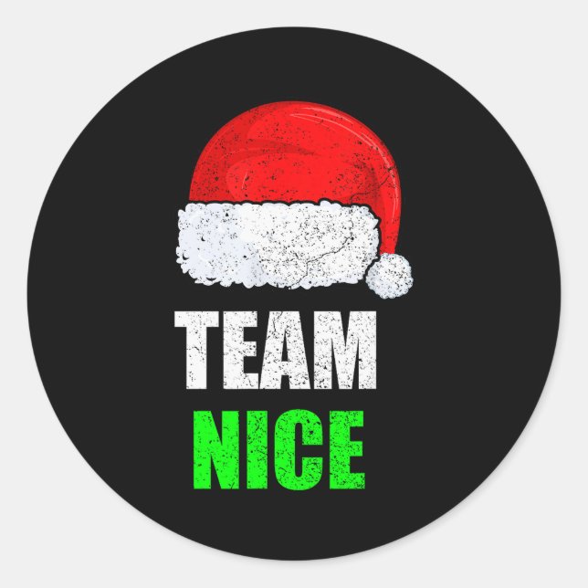 Sticker Rond Christmas Team Nice Shirt, Matching Family Pajama, (Devant)