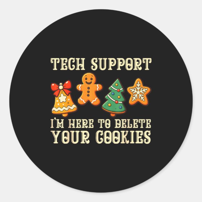 Sticker Rond Christmas Tech Suprt Here To Delete Cookies Xmas M (Devant)