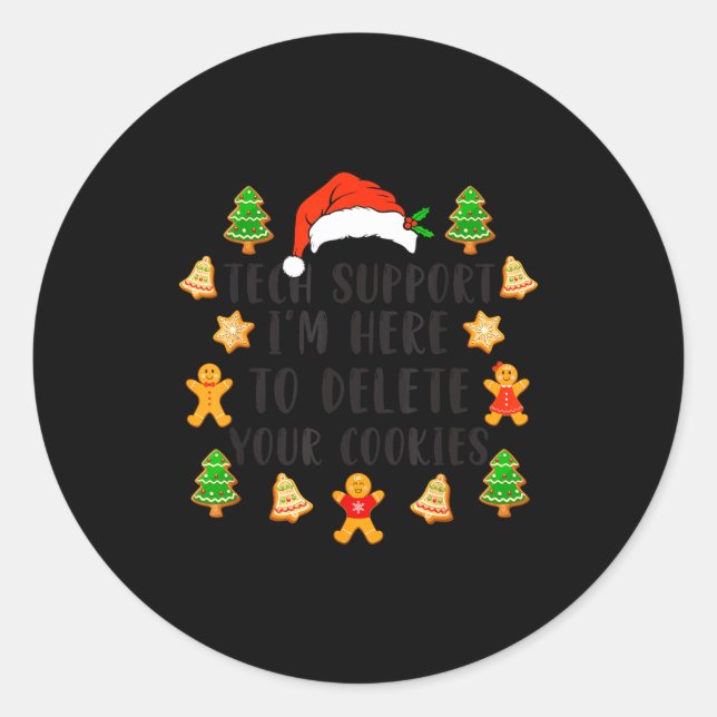 Sticker Rond Christmas Tech Suprt Here To Delete Cookies Xmas M (Devant)