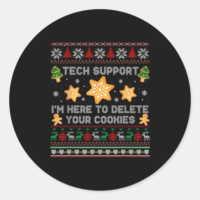 Sticker Rond Christmas Tech Suprt Here To Delete Cookies Xmas P (Devant)