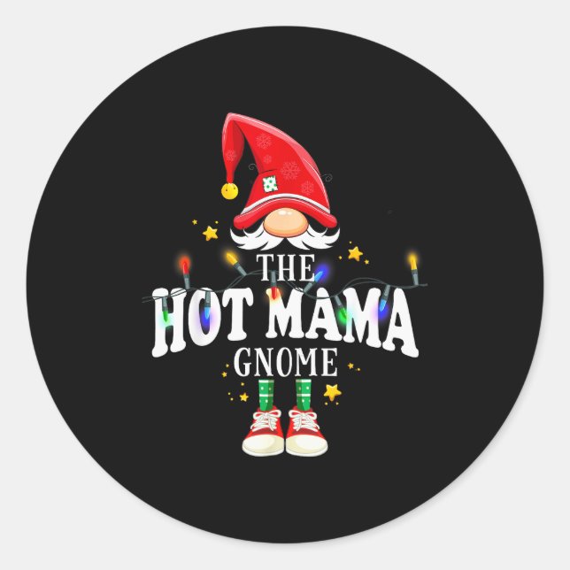 Sticker Rond Christmas The Hot Mama Gnome X-mas Matching Pjs  (Devant)