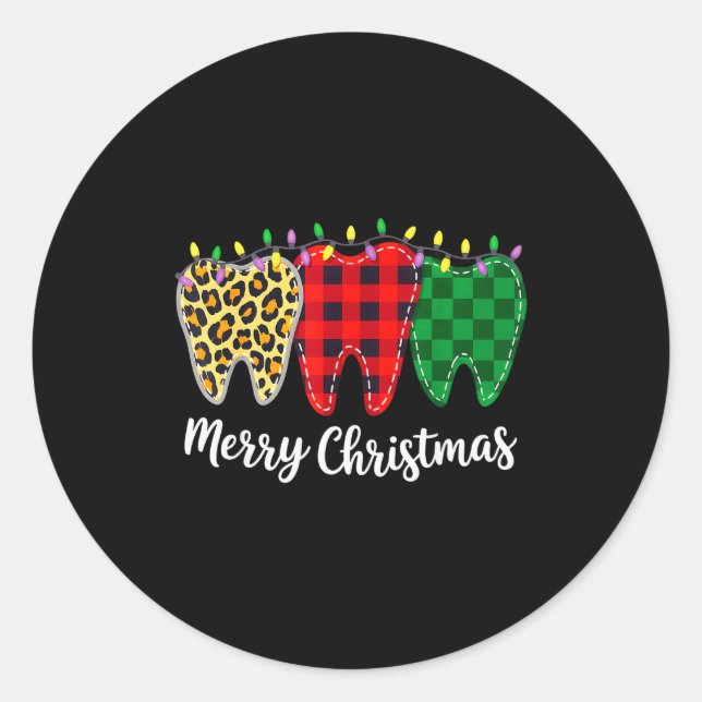 Sticker Rond Christmas Tooth Dentist Dental Istant Teeth Leopar (Devant)
