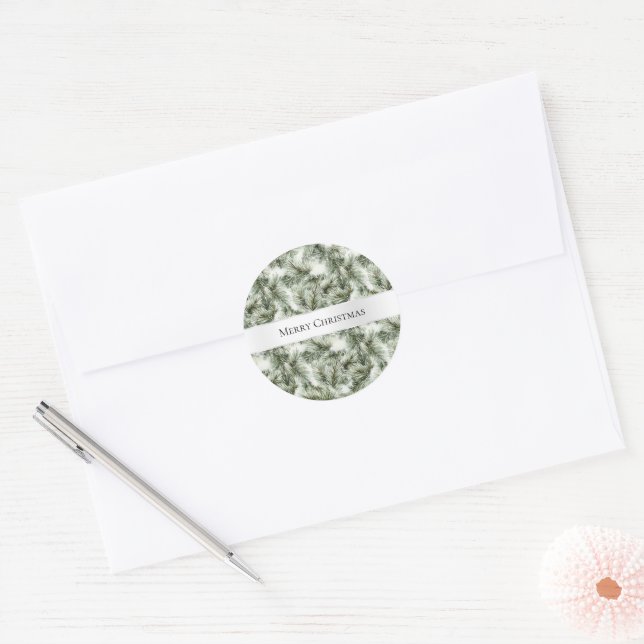 Sticker Rond Christmas Tree Branches (Enveloppe)
