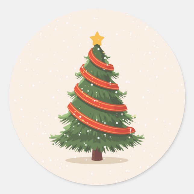 Sticker Rond Christmas Tree, Christmas, Minimalist (Devant)