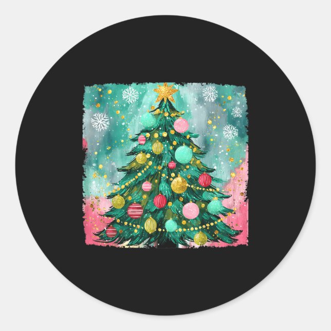 Sticker Rond Christmas Tree Ornaments Holiday Xmas Lights Men W (Devant)