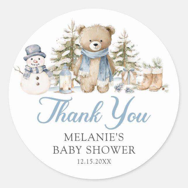 Sticker Rond Christmas Winter Baby Shower Favor (Devant)