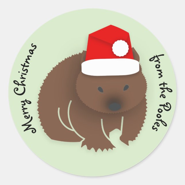 Sticker Rond Christmas Wombat (Devant)