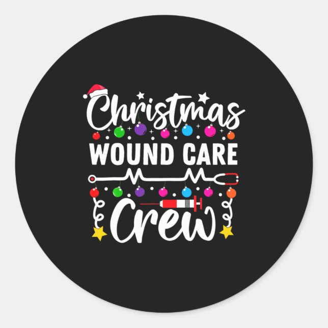 Sticker Rond Christmas Wound Care Crew Nurse Xmas Nursing Rn Lp (Devant)