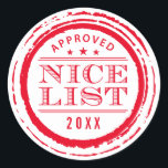 Sticker Rond CHRISTMAS WRAPPING drôle belle liste timbre rouge<br><div class="desc">par kat massard >>> https://linktr.ee/simplysweetpaperie <<< Une étiquette personnalisée mignonne,  parfaite pour les étiquettes de faveur pour votre emballage de Noël</div>