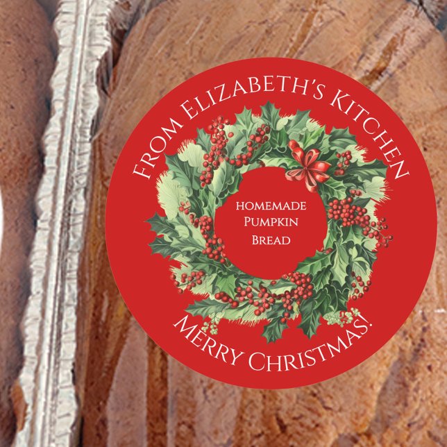 Sticker Rond Christmas Wreath Homemade Food Gift Red (Créateur téléchargé)
