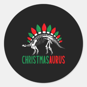 Sticker Rond Christmasaurus Dinosaure de Noël Mignon Arbre Rex 