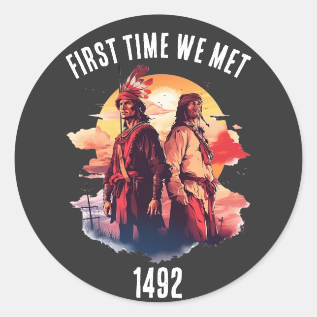 Sticker Rond Christophe Colomb et Journée des peuples autochton (Devant)