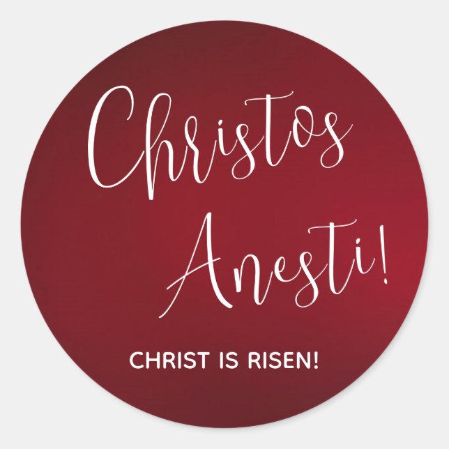 Sticker Rond Christos Anesti ! Christ est ressuscité ! Rouge cl (Devant)
