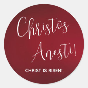 Sticker Rond Christos Anesti ! Christ est ressuscité ! Rouge cl