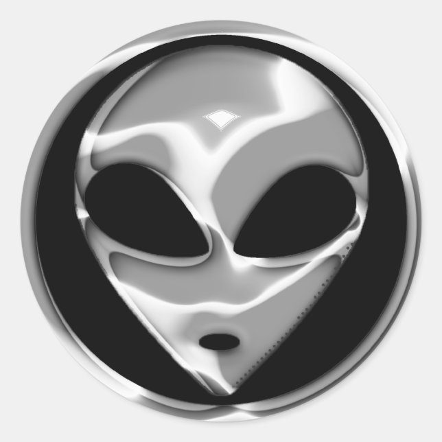 STICKER ROND CHROME ALIEN HEAD (Devant)
