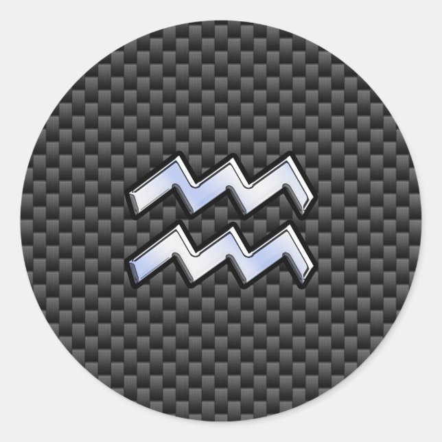 Sticker Rond Chrome Aquarius signe zodiaque Styles de fibre de  (Devant)