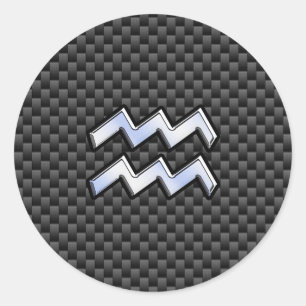 Sticker Rond Chrome Aquarius signe zodiaque Styles de fibre de