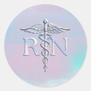 Sticker Rond Chrome Comme RN Caduceus dans le style Pearl Mère