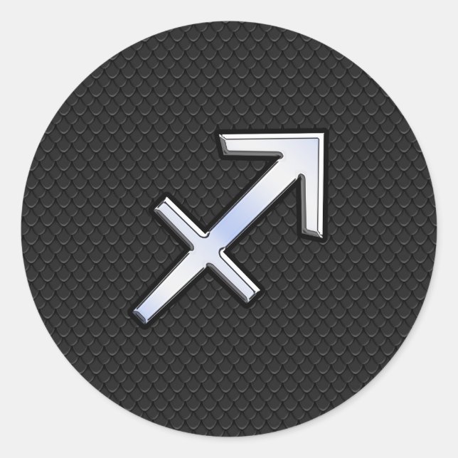 Sticker Rond Chrome Comme Sagittarius Zodiac Connexion Noir (Devant)