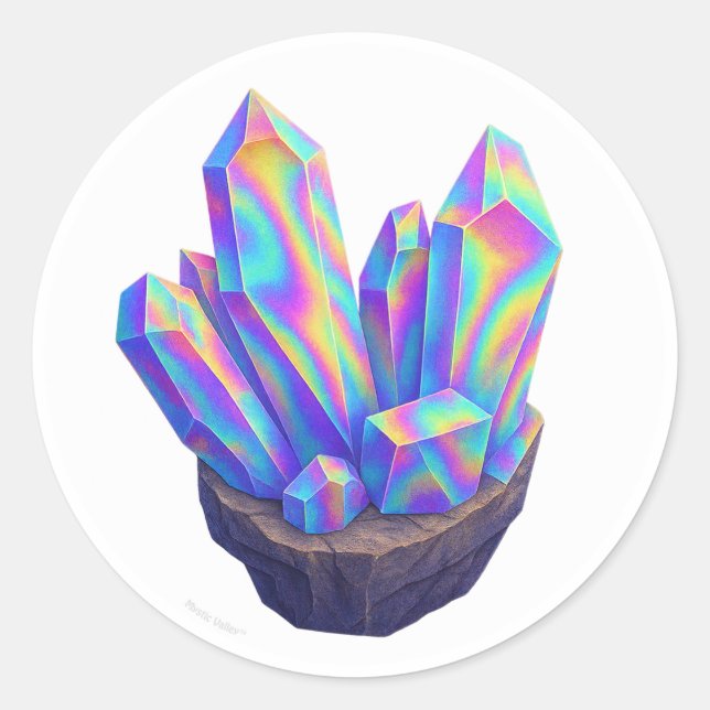 Sticker Rond Chrome Cristal Arc-en-Ciel (Devant)