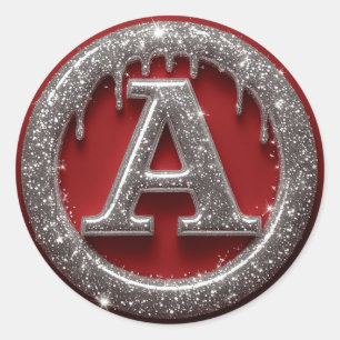 Sticker Rond Chrome Drip Lettre A Monogramme Icône Paillettes