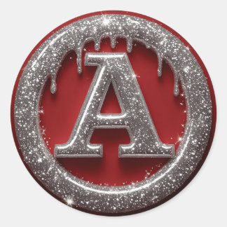 Sticker Rond Chrome Drip Lettre A Monogramme Icône Paillettes