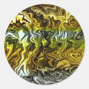 Sticker Rond Chrome Liquide Metallic Gold Cool Party