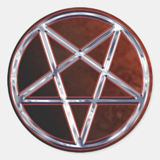 Sticker Rond Chrome Pentagramme