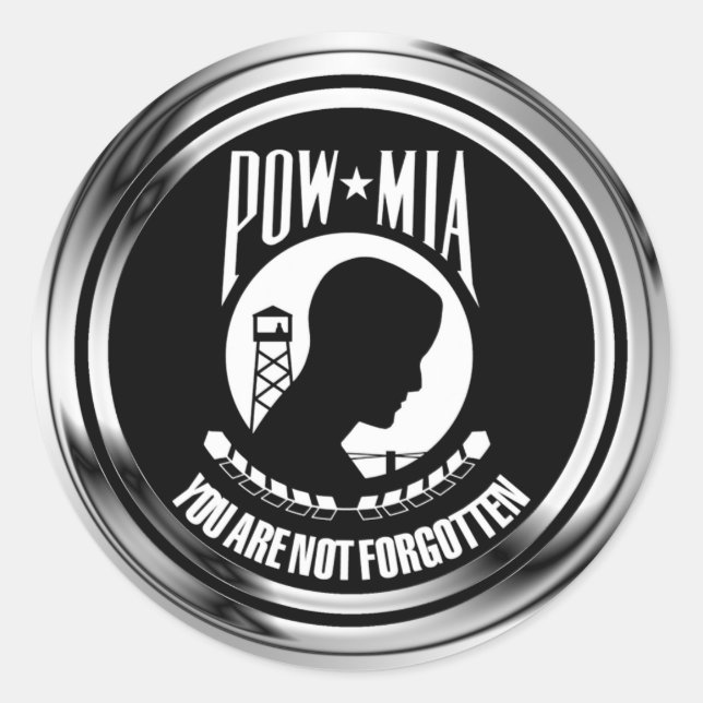 STICKER ROND CHROME POW MIA (Devant)