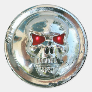 STICKER ROND CHROME SKULL