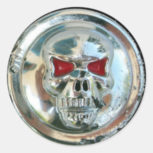 STICKER ROND CHROME SKULL
