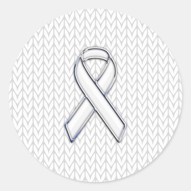 Sticker Rond Chrome sur Knit blanc sensibilisation au ruban Imp (Devant)