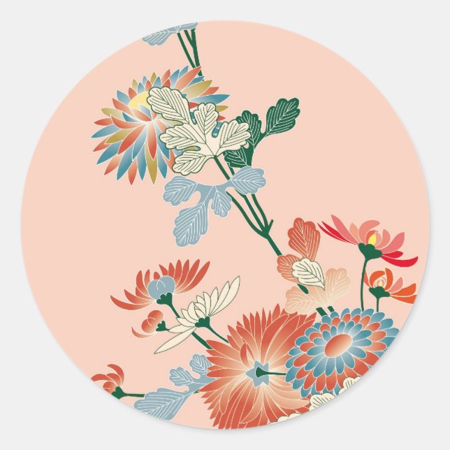 Sticker Rond Chrysanthème japonais (Devant)