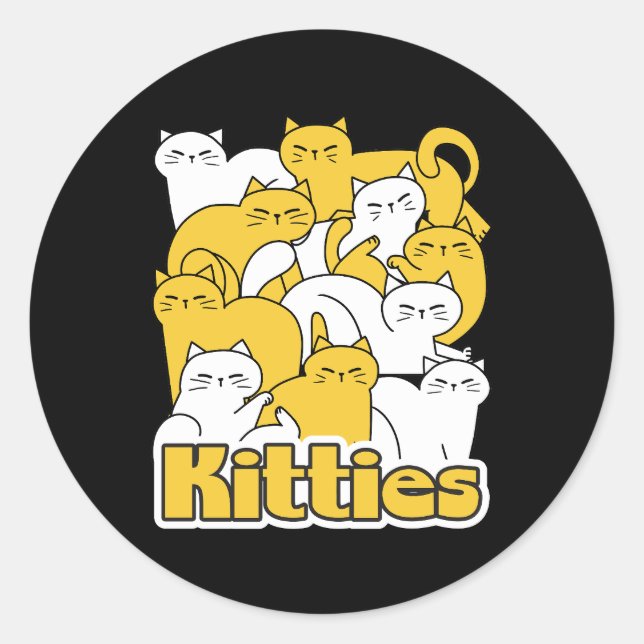 Sticker Rond Chubby Kitties Design - Cat Art adorable (Devant)