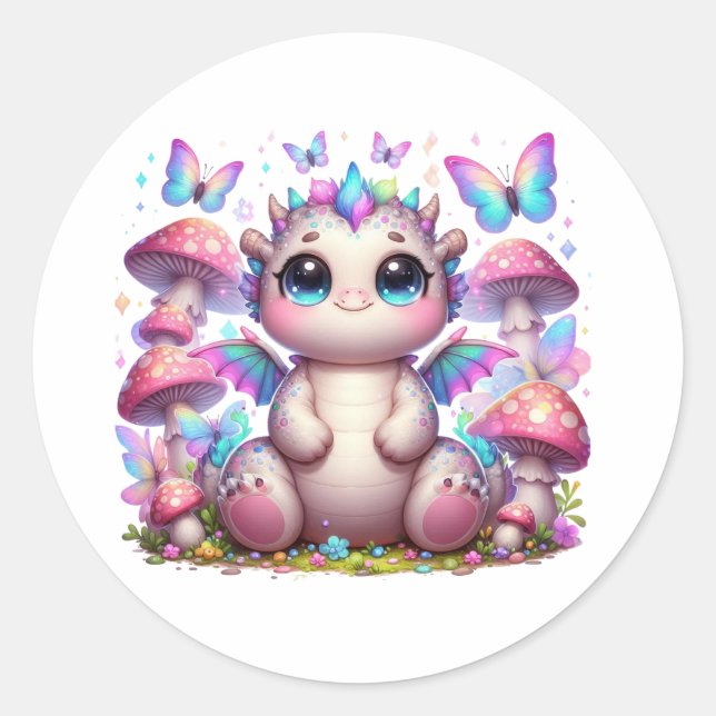 Sticker Rond chubby pastel dino (Devant)