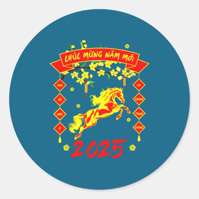 Sticker Rond Chuc Mung Nam Moi Happy Vietnamese Lunar New Year  (Devant)