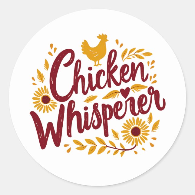 Sticker Rond Chuchoteur de poulets Maison de ferme rustique Cot (Devant)