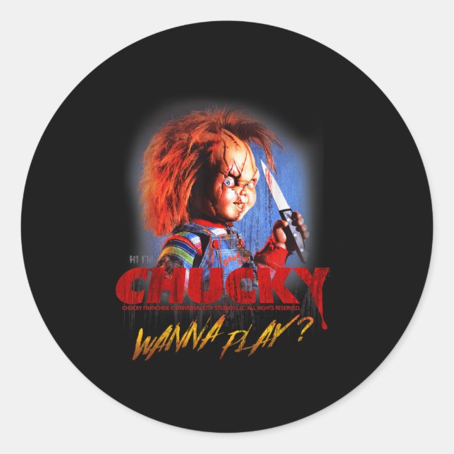 Sticker Rond Chucky Halloween Design W Jouer (Devant)