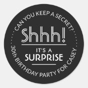 Sticker Rond Chut C Est Une Surprise Birthday Party Black Gol Zazzle Fr