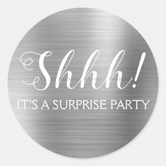 Sticker Rond Chut ! Surprise Anniversaire - Argent (Devant)