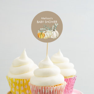 Sticker Rond Chute blanc orange citrouille vert cupcake top