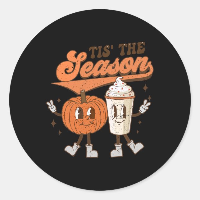 Sticker Rond Chute Citrouille Halloween Costume C'Est La Saison (Devant)