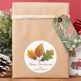 Sticker Rond Chute Colorée / Feuilles d'automne Thanksgiving Pa