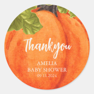 Sticker Rond Chute d'amour citrouille Floral Automne Baby showe