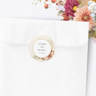 Sticker Rond Chute dorée Terracotta Floral