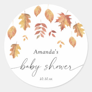 Sticker Rond Chute du baby shower d'automne feuille