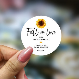 Sticker Rond Chute en amour Baby shower de tournesol