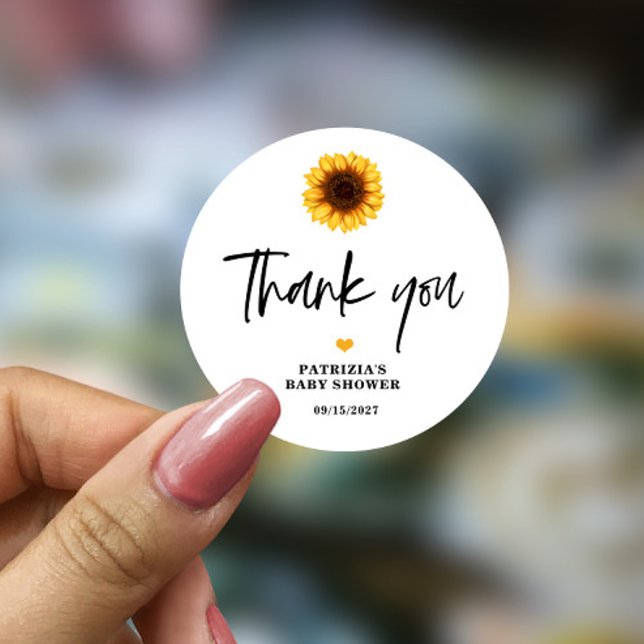 Sticker Rond Chute en amour Baby shower de tournesol (Créateur téléchargé)